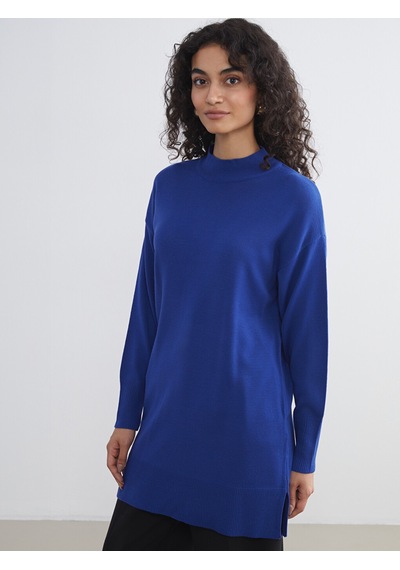 Lcw Modest Mavi Dik Yaka Kadın Triko Tunik