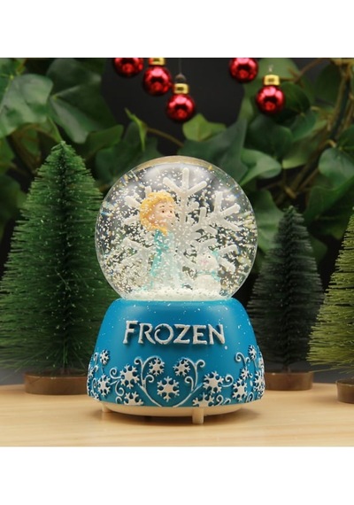 Frozen Temalı Büyük Boy Püskürtmeli Işıklı Ve Müzikli Kar Küresi-mavi