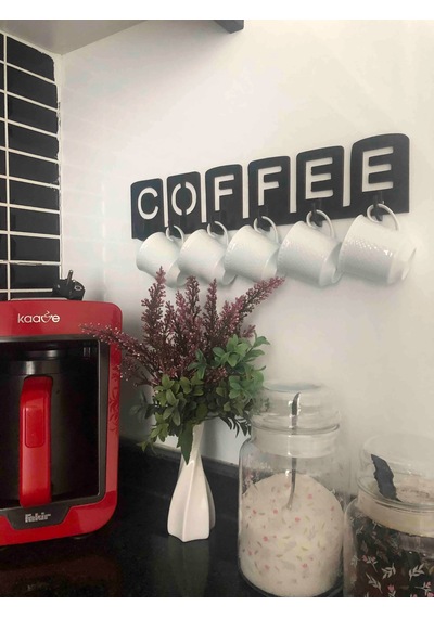 Dekoratif Coffee Yazılı Mutfak Dekorasyon Fincan Ve Kupa Askılığı