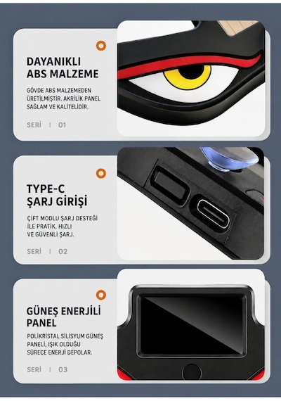 Solar Devil Eyes Araç Işıkları Ön/arka Cam İçin Güneş Enerjili/usb Bağlantılı Led Işıkları Beyaz-kırmızı