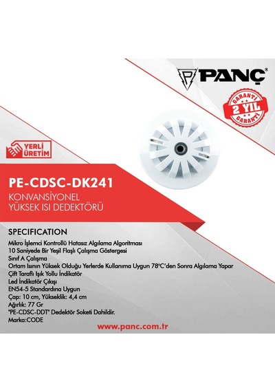Pe-Cdsc-Dk241 Konvansiyonel Yüksek Isı Dedektörü