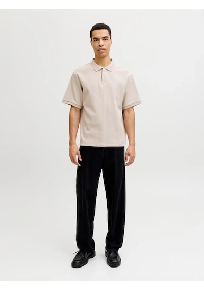 Jack & Jones Jjeharrison Structure Polo Ss Ln Erkek T-shirt-32745 Krem