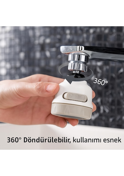 360 Döner Başlıklı Mutfak Musluk Ucu 3 Fonksiyonlu Su Tasarruf