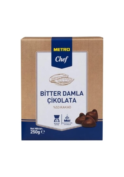 Metro Chef Damla Çikolata 250 Gr, Bitter