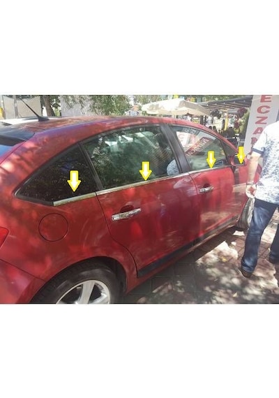 Ebal Otomotiv Citroen C4 Sedan Krom Cam Çıtası 8 Parça 2005-2010 Paslanmaz Çeli