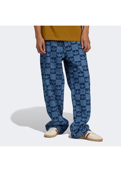 Adidas Monogram All Over Print Regular Denim Mavi Erkek Pantolon Jy2993 Mavi