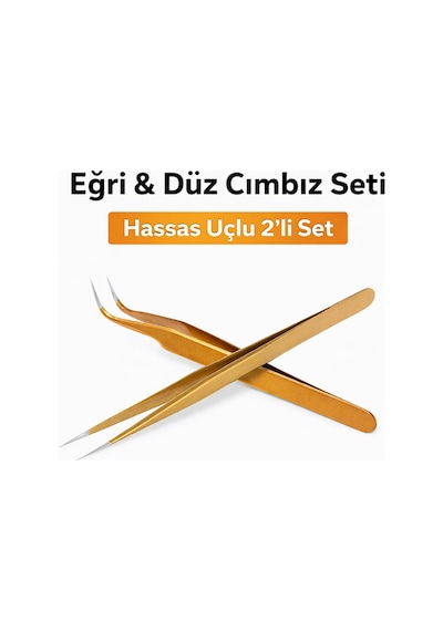Senbang Eğri Ve Düz Hassas Uçlu Profesyonel Cımbız Seti 2'li