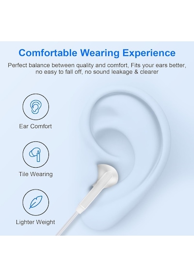 Type-c Kablolu Kulaklık Mikrofonlu, 45 Ergonomik Tasarım, Hi-fi Stereo Ses, Bas Güçlü, Tüm Type-c Telefonlarla Uyumlu Silikonlu