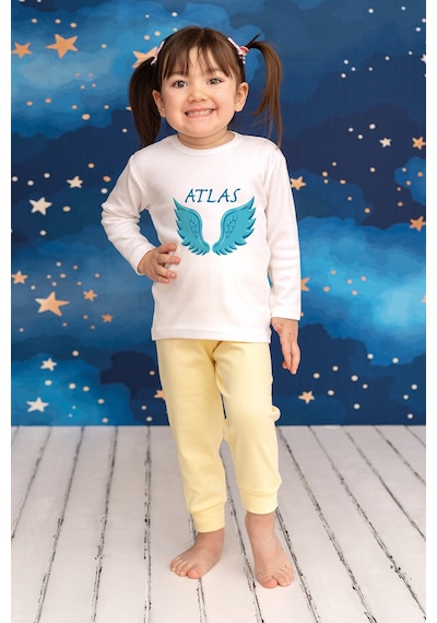 Pia Baby İsme Özel Erkek Çocuk Pijama Takımı %100 Pamuk Penye İsim Baskılı Kişiye Özel Çocuk Pijaması 20175s14pi Krem