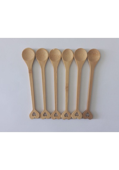 Ahşap Kaşık Kalp Desenli 14cm