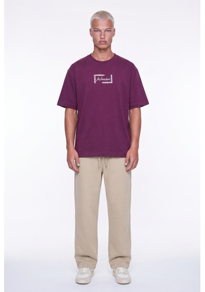 Respire Erkek Ffb Vintage Nakışlı Oversize T-shirt Vişne