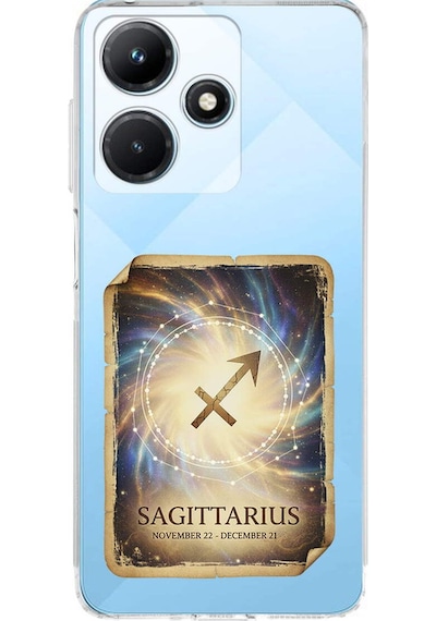 Infinix Hot 30i İle Uyumlu Burç Kartları Yay Tasarımlı Şeffaf Silikon Kılıf Şeffaf