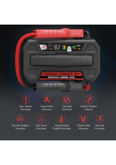 Lokithor J403hd 12v 10.000amp Li-polimer Akıllı Akü + + Led Lamba