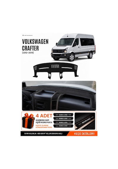 Volkswagen Crafter 2012-2019 Uyumlu Torpido Koruma, Torpido Örtüsü, Torpido Kılıfı - Siyah
