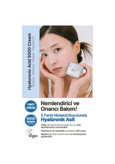 Yeppda hyalüronik asit kompleksi içeren Nemlendirici krem yeppda hyaluronic acid 5000 cream 50 ML