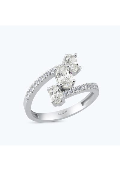 Altınbaş Altın Sıra Taşlı Oval Yüzük Yzvr102175-24627 Çok Renkli