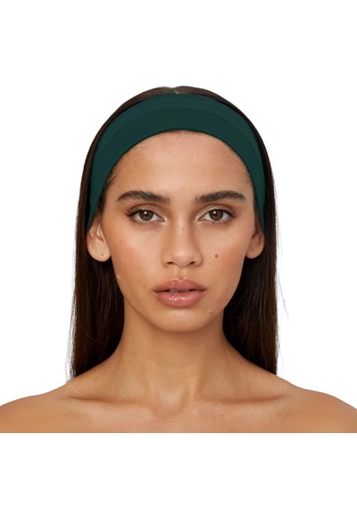 Saç Bandı Pamuk Kadın Bandana Spor Kafa Bandı Headband Koyu Yeşil