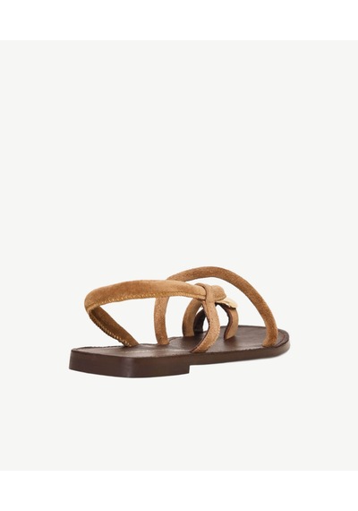 Yargıcı İnce Bantlı Tek Parmak Süet Sandalet 26ykay4002x 057 Taba