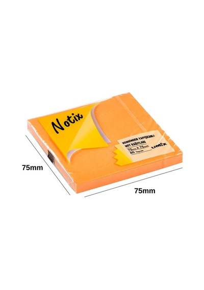 Notix Yapışkanlı Not Kağıdı Neon Turuncu 75 Mm X 75 Mm 80 Yaprak
