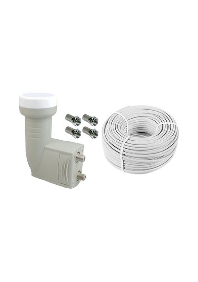 Ramtech Çiftli Lnb 25 Metre Anten Kablosu 4 Adet Gümüş F Konnektö