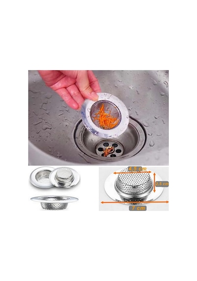 7 Cm Orta Boy Paslanmaz Çelik Lavabo Süzgeci - Evye Süzgeci - Eviye Süzgeç Diğer
