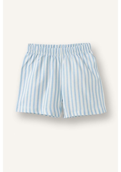 Defacto Çizgili Kısa Kollu Üst Şort Alt 2li Pijama Takımı Erkek Bebek H4033a526hsbe316 Mavi-be316