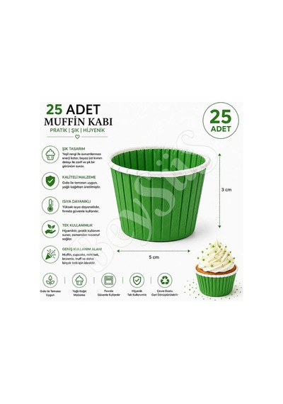 Muffin Kalıbı 25li Yeşil