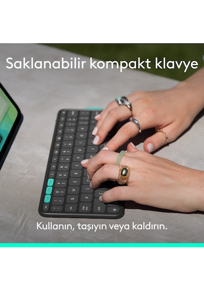 Logitech Flip Folio Apple Uyumlu iPad Pro 11 İnç M4 Air M2 Ve M3 5 Nesil İle Türkçe Klavyeli Tablet Kılıfı Siyah