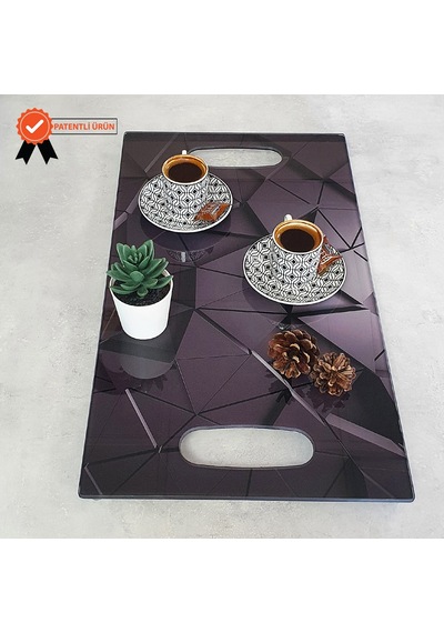 Decorita Cam Tepsi Antrasit Desen 29Cm X 52Cm