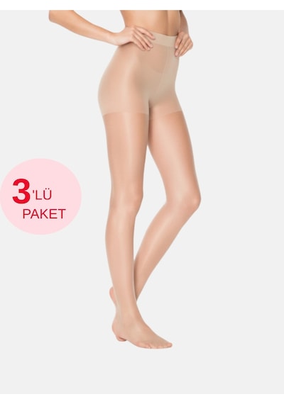 Alya Underwear Kadın Külotlu Çorap, Parlak İnce, 15 Den, Fit, 3'lü Paket Açık Ten 51 3'lü