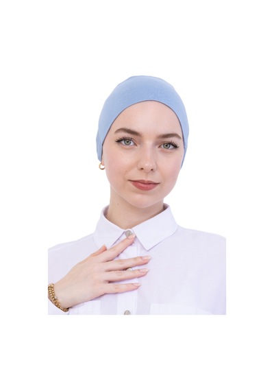 Modish Group Pratik Bone Pamuklu Tesettür İç Bone, Başörtüsü İçin Hazır Viskon Şapka, Namaz Günlük Kullanım İçin Mavi