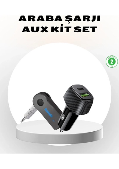 Lb Bluetooth Aux Çevirici Ve Pd Destekli Araç Şarj Cihazı 2 Li Set
