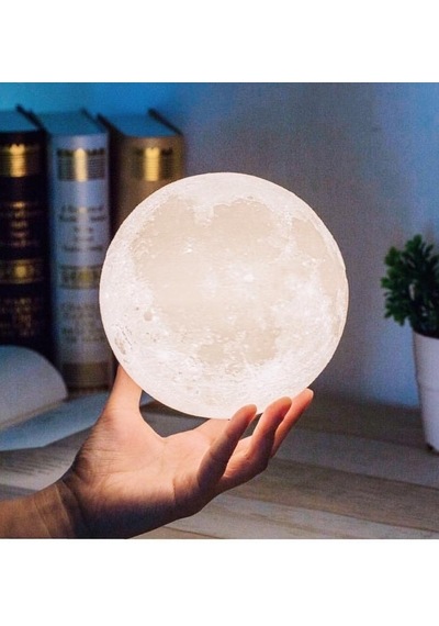 Dekoratif 3D Ay Gece Lambası - Led Başucu Lambası ( Çap 12 Cm )