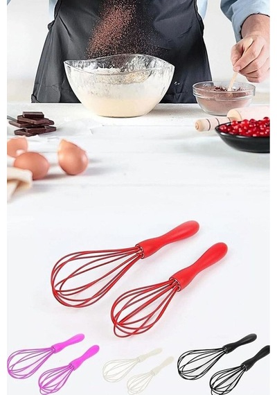 2'li Slikon Ergonomik Çırpıcı Karıştırıcı Yumurta Çırpıcı Pasta Sos Çırpıcı Silikon 2 Tr Bulaşık Mak Diğer