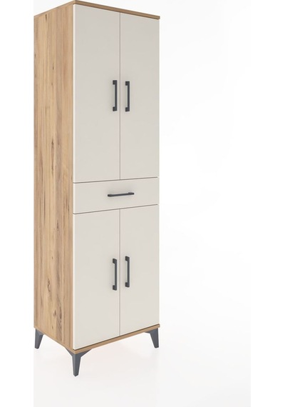 Hyperion Dolap 4 Raflı Tek Çekmeceli 4 Kapaklı 60x44x195 Çam-... Çam