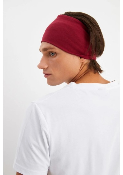 Erkek Pamuklu Penye Kaymaz Ultra Hafif Spor Geniş Saç Bandı Bandana - Tek Ebat / Bordo Bordo