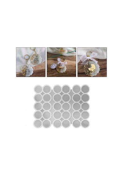 Epoksi Silikon Kalıp Tırtıklı Geode Anahtarlık Kalıp 4.8 Cm 30 Lu Şeffaf