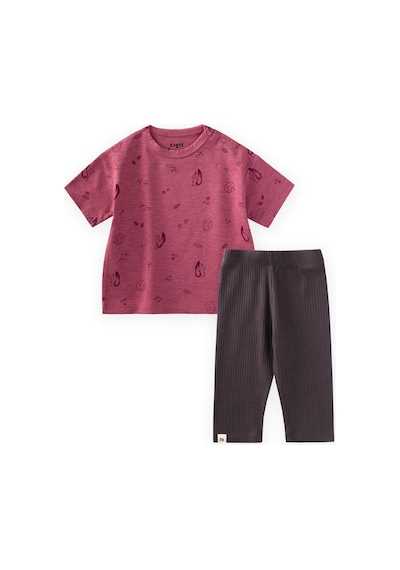 Taytlı T-shirt Takım 0-3 Yaş Mürdüm Mürdüm