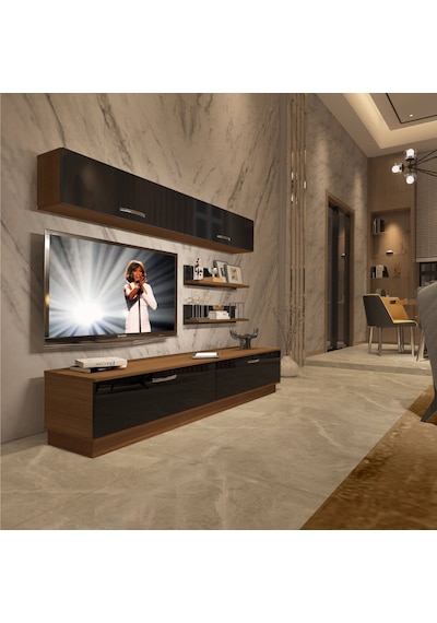 Decoraktiv Eko 5b Slm Std Tv Ünitesi Tv Sehpası Ceviz - Siyah
