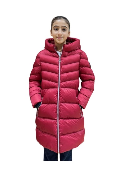 Kız Çocuk Kapüşonlu Kışlık Şişme Mont 51338 Kırmızı