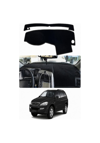 Ssangyong - Kyron 2005-2015 Uyumlu Torpido Koruma Kılıfı - Siyah Şeritli