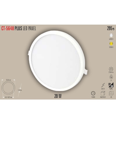 Ct-5648plus Led Panel Ayarlanabilir Spot 5adet - 20 W Gün Işığı