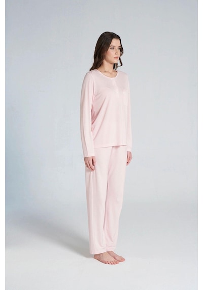 Pijadore Gd Goldoremi 1703 Kadın Patlı Uzun Kollu Pijama Takım Pembe