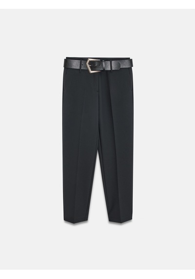 Dilvin 72229 Kemerli Dar Paça Pantolon-siyah Siyah