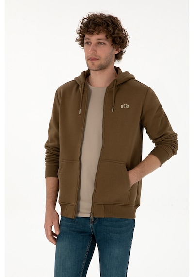 U.S. Polo Assn. Erkek Regular Fit Haki Şardonlu Örme Hırka 50313755-VR027