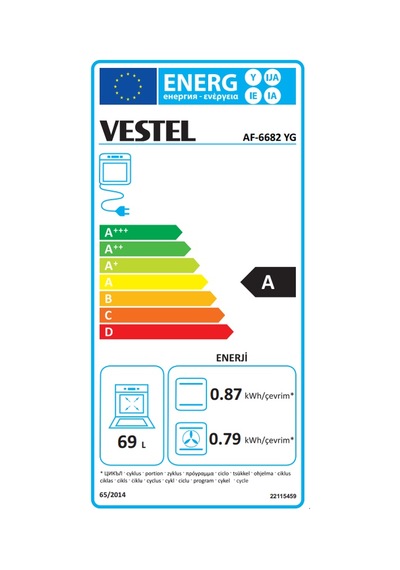 Vestel AF-6682 YG 70 LT Ankastre Fırın