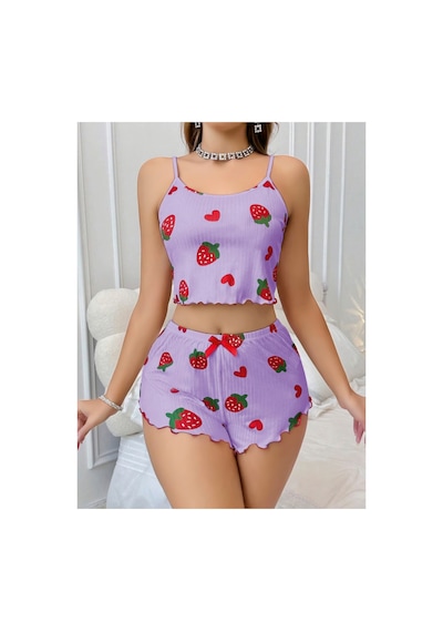 Lily Bianca Nightwear Askılı Göbek Kısmı Dekolteli Fiyonk Detaylı Ve Şortlu Penye Gecelik Mor Lily Bianca Nightwear Askılı Göbek Kısmı Dekolteli Fiyonk Detaylı Ve Şortlu Penye Gecelik Mor