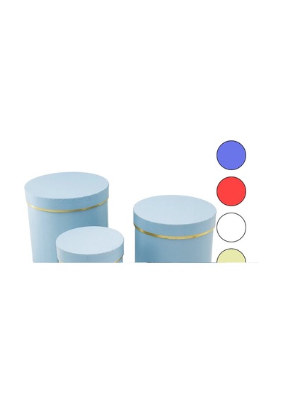 3pcs Yuvarlak Mat Renkli - Düz Renk Karton Hediye Kutusu 18-16-12cm 5580