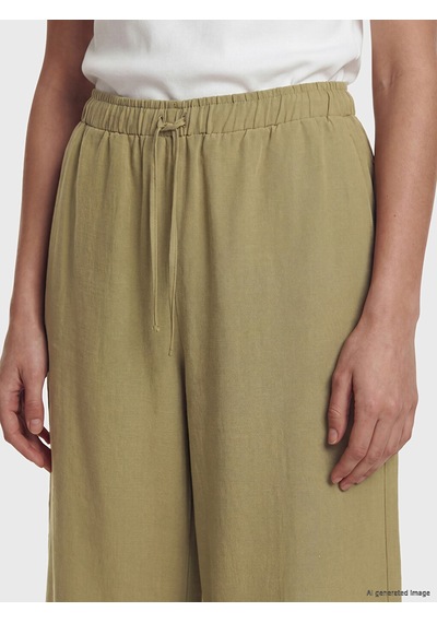 Lcw Modest Haki Beli Lastikli Keten Karışımlı Kadın Pantolon