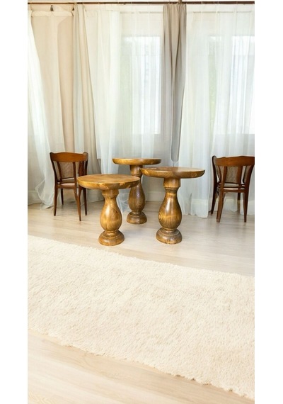Simillo Wood Wooden Ahşap 3 Lü Set Vazo Model Mantar Yan Sehpa Modern Koyu Ceviz Kod:57940651220111 Koyu Ceviz